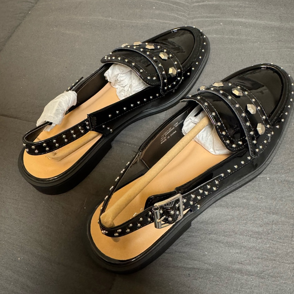 BAMBOO Black Studded Loafers - Picture 5 of 7